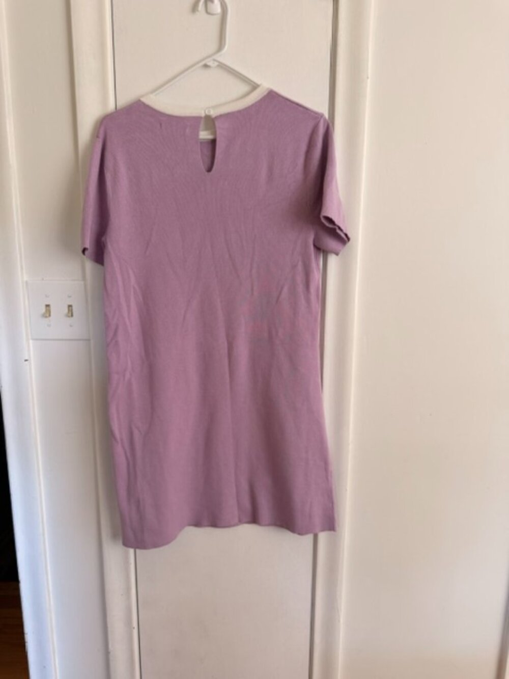 Wenrine Purple & White Shift Dress – Size Medium – Short Sleeve Workwear - Picture 6 of 8